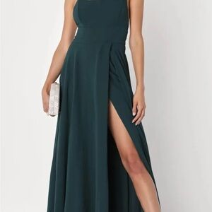 Lulu's Teal Maxi Dress with Slit